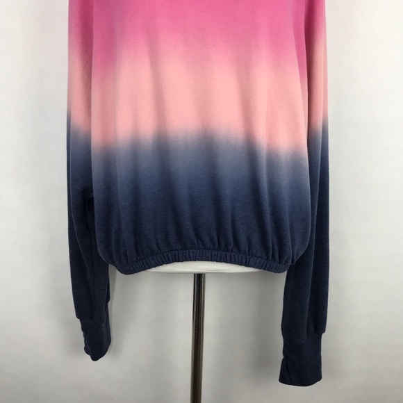 Victoria Sport Ombre Pink Blue Size Medium Cropped Women’s Sweatshirt Hoodie - Picture 3 of 6